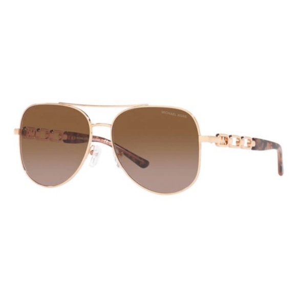 New in Case Original MICHAEL KORS Chianti Aviator Sunglasses Gold Metal MK1121 - Picture 1 of 12